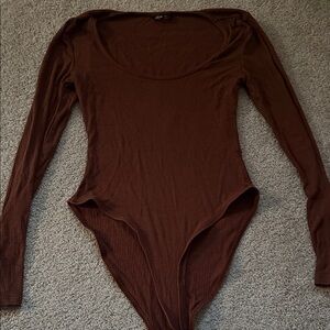 SHEIN Brown Long Sleeve Bodysuit